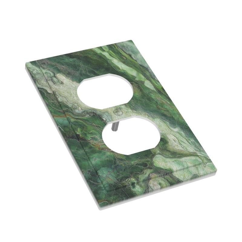 JDAKHD Decorative Outlet Covers Green Marble-Like Texture with Abstract Wavy