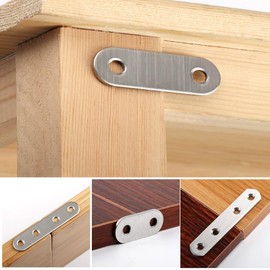 2 Pcs Flat Joining Plates, 197 x 20 Stainless Steel Flat Brackets, for Wood Metal Furniture Fixing Repair Connector