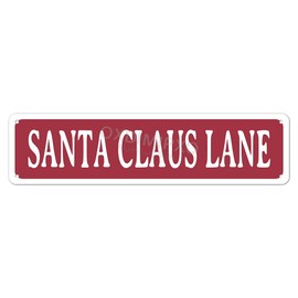 Santa Claus Lane Christmas Theme Street Sign Holiday Humor Ornament Novelty Home Decor Wall Art Decorations Gifts, Aluminium, 4x16 Inches