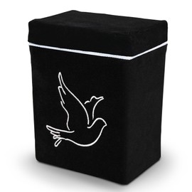 Velvet Urn Bag with TSA Approved Cremation Container | Holds Cremated Ashes of Human Adult | For Use in a Niche or Ground Burial | Fits the Crowne Burial Urn Vault (Black with Dove)