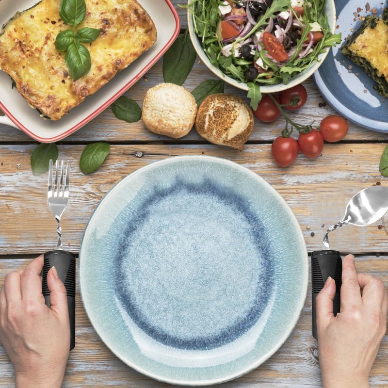 Ssiyiya 2Pcs Disability Aids Cutlery Sets Bendable Spoons Fork Easy