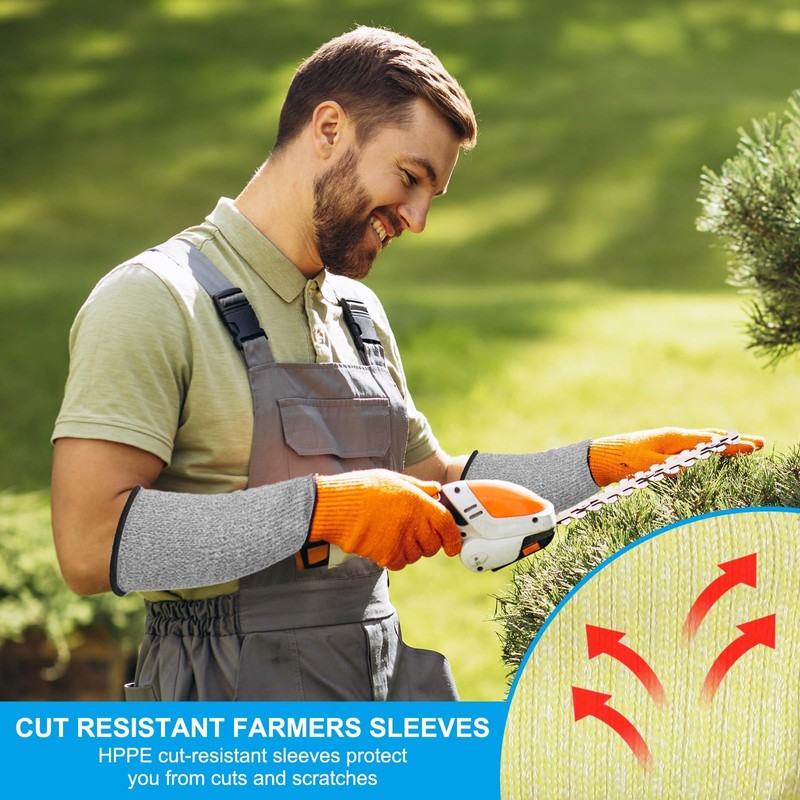 PATIKIL 8 Inch Cut Resistant Sleeves with Finger Grips, 2