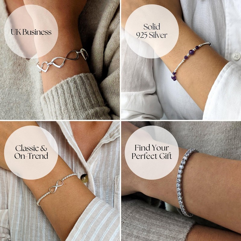 Silverly Women's 925 Sterling Silver Double Heart Interlocking Link Chain