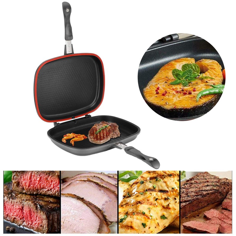 RBSD Double-sided Frying Pan, 32cm/12.6in BBQ Grill Pan, Double Side