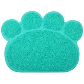 Paw-Shaped Cat Litter Box Mat,10 Colors Available,15.75x11.75 Inches (Turquoise)