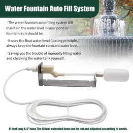 Water Fountain Auto Fill System,Auto Water Leveler Float Valve Kit with Adjustable Arm for Outdoor Fountains,Ponds,Garden, Water Tank