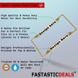 Fastasticdeals Metal Insert License Plate Frame U.S.M.C. Alumni Weatherproof Car Accessories Gold 4 Holes Solid Insert