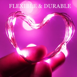 15 Packs 20 Led Pink Fairy String Lights Battery Operated 6.6ft Silver Wire Firefly Starry Lights Waterproof for Bedroom DIY Table Bottle Wedding Valentine's Day Party Decor