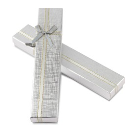 2Pcs Necklace Gift Boxes | 20x4x2.2cm Jewellery Gift Box with Lid Small Gift Box Bracelet Gift Boxes Small Paper Boxes for Gift Present (Silver)