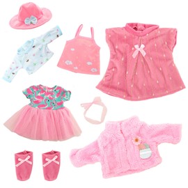 Miunana Clothes Doll Clothes Clothes for 35-43 cm Baby Dolls, 3 Pink Outfits for Baby Dolls
