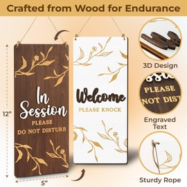 Woodamore In Session Door Sign For Therapists - Please Do Not Disturb Sign For Office Door, Therapy Session In Progress Door Sign, Welcome Please Knock Sign For Door, Massage Therapy Decor