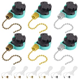 DKARDU 6 Pcs Fan Pull Chain Switch Ceiling Fan Switch 3 Speed 4 Wire AC 3A 250V / 6A 125V for Zing Ear ZE-268S6 Replacement or Ceiling Fan Light, Wall Lamps, Cabinet Light, with Extension String