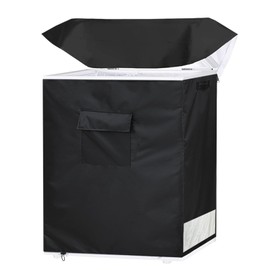 Deep Freezer Covers for Outside (22"D x 25.5"W x 33.5"H) Compatible Chest Freezer 5 Cubic Feet, Waterproof Outdoor Freezer Cover Top With Zipper to Open, All-season Protection, Black