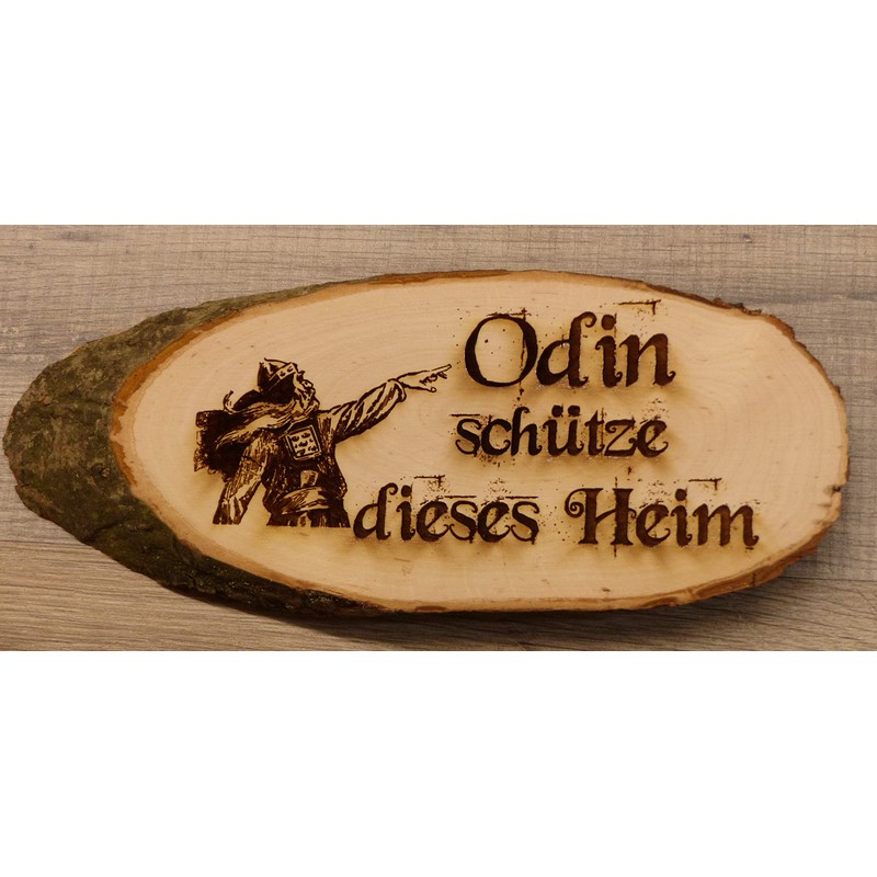 Odin schütze Dieses Heim Baumscheibe Bark Disc Saying Engraving Sign