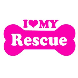 I Love My Rescue Bone V1 Vinyl Decal by stickerdad® - Size: 7.5", Color: HOT Pink - Windows, Walls, Bumpers, Laptop, Lockers, etc.