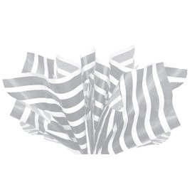 Flexicore Packaging Silver Stripe Gift Wrap Tissue Paper Size: 20 Inch X 30 Inch | Count: 24 Sheets | Color: Silver Pin Stripe