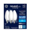 GE Reveal LED HD Light 60 watt Replacement, BC, Candelabra Base, Frosted Finish, dimmable LED (3 Bulbs)
