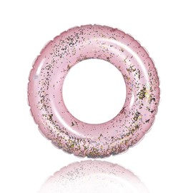 Pool Inflatables Swimming Rings for Kids, 70cm Sequin Rubber Rings 3-10 Year Inflatable Pool Floats, Pink Swim Tubes Rings Pool Floaties Toys for Girls Summer Beach Pool Party Water Sport