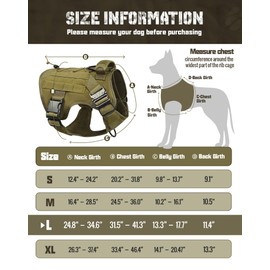 Saboos Tactical Dog Harness for Large Dogs Heavy Duty with Handle No-Pull Service Vest Breed Adjustable Military Walking Training Hunting Brown L
