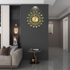 FLEBLE Wall Clocks for Living Room Decor Large Wall Clock Battery Operated 24" Silent Non-Ticking for Kitchen,Home,Office,Bedroom,Office Indoor Crystal Round Wall Decoration