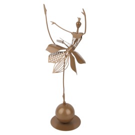 Ballerina Figurine Elegant Lines Gold Color Stable Base Strong Metal Ballet Dancer Sculpture for Family Office Party Papillon On Skirt