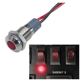 ZIMISI 8mm/0.31" Signal Indicator Light, AC/DC 12V-24V Metal Shell LED Signal Pilot Dash Lamp with Wire, IP65 Waterproof Panel Mount Warning Lights for Car Truck Boat Motorcycle (Red)