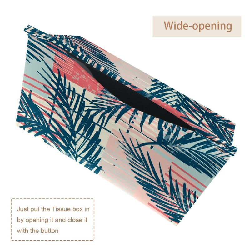 2 Pack Tissue Box Cover Holder, Palm Exotic Texture Rectangle