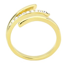 Women's Stainless Steel IP Gold Top Grade Crystal Clear Minimal Cuff RIng (10)