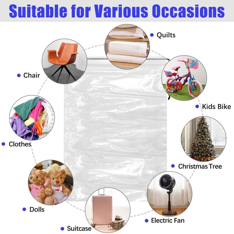 32x42 Inch Extra Large Clear Drawstring Plastic Bags 3 Pack(4