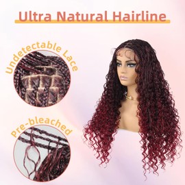 Miz Barn 360 Full Lace Front Knotless Box Braided Wigs 100% Handmade Synthetic Lightweight Twist Braided Wig Swiss Lace Braids Wigs With Baby Hair For Black Women (1B/BG#, 24")