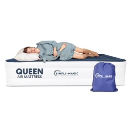 Simpli-Magic Premium Collection Luxury Air Mattress, Built-in High Capacity Pump for Home and Camping- Double Height, Adjustable, Inflatable Blow Up, Portable - Queen Size