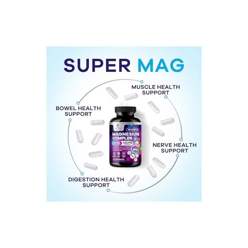 Nature's Nutrition Suplemento de complejo de magnesio 500 mg -