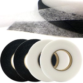 BIDEX 6 Rolls Hemming Tape, 1/2 Inch x 420 Yards Fabric Fusing Tape, No Sew Iron-On Hem Tape for Pants, Dresses, Curtains, Clothes, DIY Fabric Craft Projects – White & Black