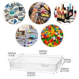 QWORK® 2 x A4 Portable Clear Plastic File Box Ideal for Documents, Magazines, Scrapbooks, Photos, 31 x 22 x 5 cm