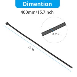 XINGO XINGO 16 Inch Black Large Zip Ties Heavy Duty 100 PCS, 200 LBS Ultra Strong Plastic Wire Ties, Large Cable Ties Extra Long Tie Wraps, Indoor and Outdoor UV Resistant