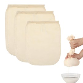 3 Pcs Muslin Cloths for Cooking,Reusable Cheese Cloths for Straining,Mesh Durable Cheesecloth,Food Yogurt Filter Cheese Cloth Bag Cold Brew Bag for Making Cheese Coffee Filter Juice Squeezing
