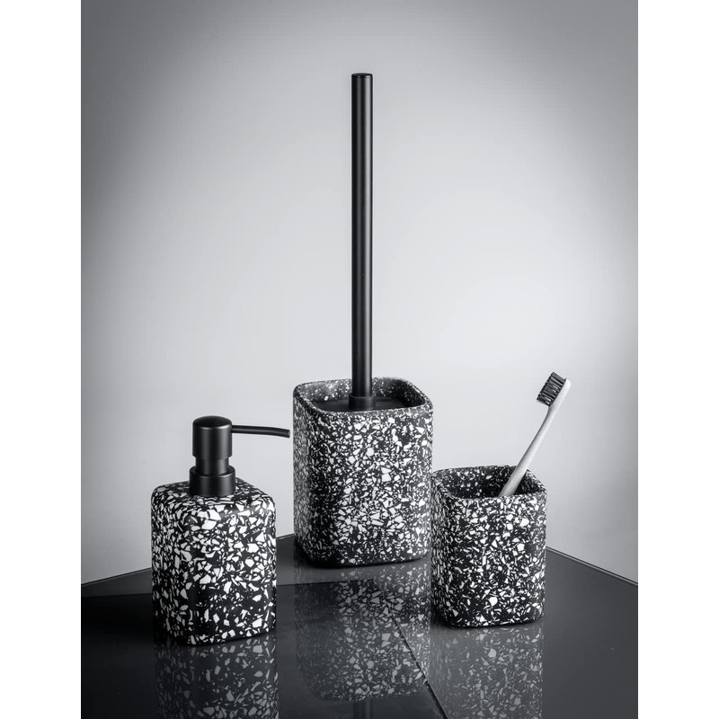 Terrazzo Toilet Brush Set Black