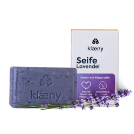 klæny® Solid Hand & Body Soap Lavender 100 g I Organic Soap Based on Natural Oils I Solid Soap Piece Vegan & Biodegradable I Plastic-free & Palm Oil Free