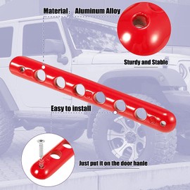 MACHSWON 3 Pcs Exterior Grab Door Handle Pull Insert Trim Decorative Strip Covers Red for Jeep Wrangler JK Unlimited 2-Door 2007-2018