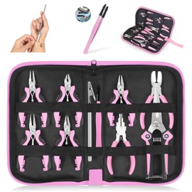 Toolour 10-Piece Jewellery Making Set, Pink, Jewellery Accessories Tool for DIY Projects / Crafts
