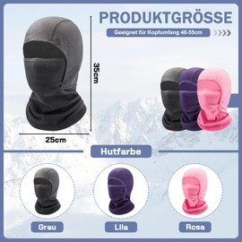 ZOCONE Pack of 3 Balaclava Children's Winter Scarf Hat Windproof Face Mask Bicycle Children's Ski Mask Hat Girls and Boys Balaclava, b