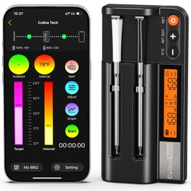 2 Probes Wireless Meat Thermometer with LCD Screen, 700FT Digital Cooking Food Thermometer for Beef Lamb Turkey, Dual Sensor Measures Internal & Ambient Temp