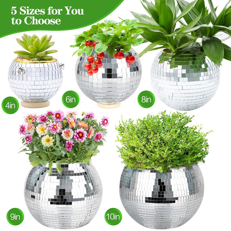 FGBNM 6" Disco Ball Planter, Disco Ball Plant Hanger with