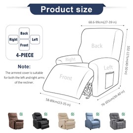 Armchair Cover, Relaxing Chair Cover, Stretchy Split All-Inclusive Sofa Cover, Armchair Protector for Recliner Chair, Washable, for TV Chair, for Recliner Chair, Stretch Armchair Cover with Pockets