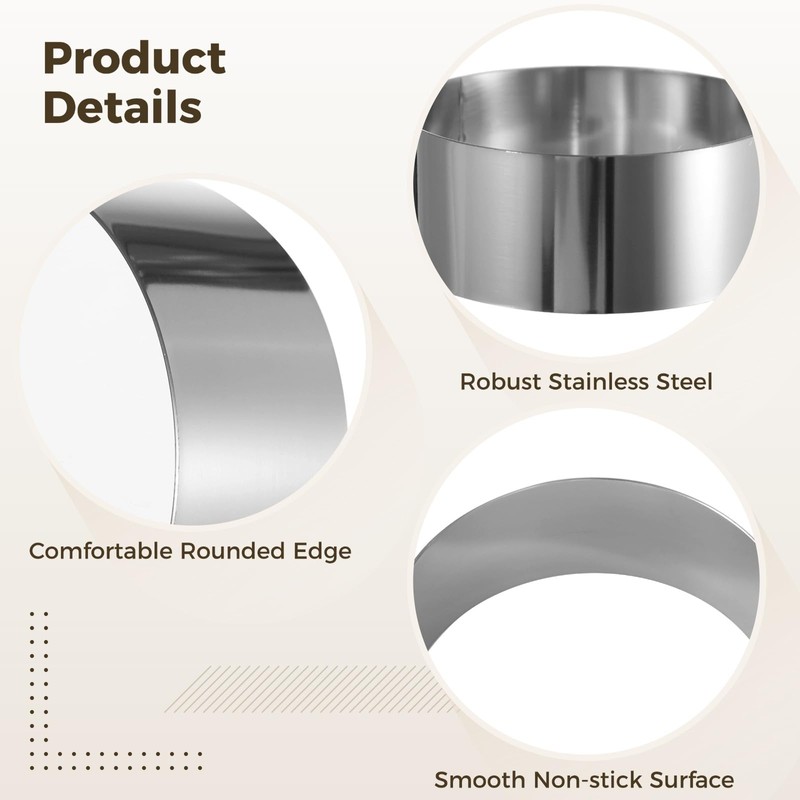 6Pcs Hamburger Bun Rings, 3.9×1.6" Stainless Steel Round Mousse Rings,