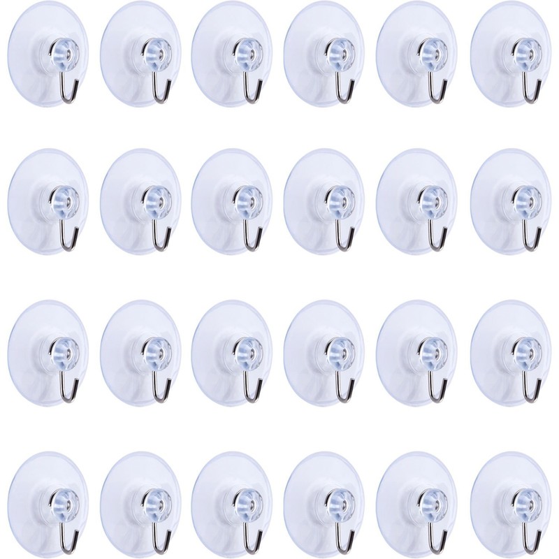 34 Mini Suction Cups with Metal Hooks 25 pack
