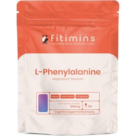 L-Phenylalanine 1000mg | Amino Acid Sports Performance Supplement | 120 Vegan Capsules | 2-Month Supply | UK-Made Supplement | Build Muscle, Boost Energy, Improve Mood, Support Wellbeing | Fitimins