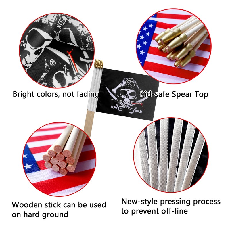 TSMD Pirate Dead Man's Chest Jolly Roger Stick Flag Small