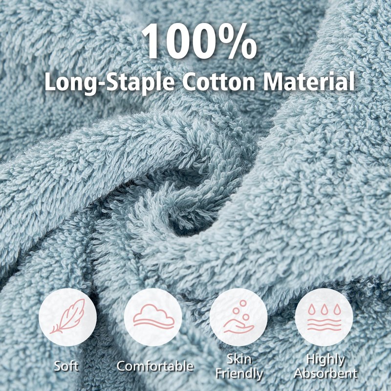 HEAVYWOOD Luxury Hand Towels for Bathroom 2pc 100% Long-Staple Cotton
