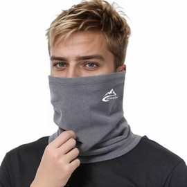 Vanolu Winter Fleece Neck Warmer for Men and Women (Black+Dark Grey)